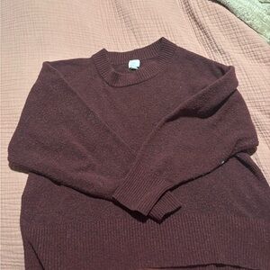 a new day Women's Dark Red Crew Neck Sweater